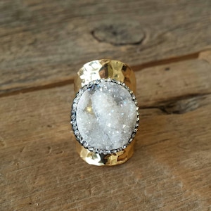 Iridescent Micro Pave Druzy Ring