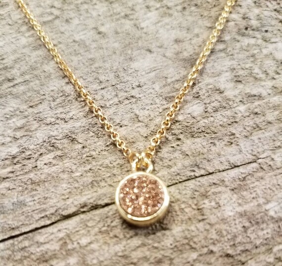 Rose Gold Druzy Necklace | Etsy