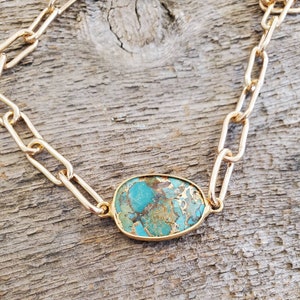 Goldline Turquoise Choker - 15"