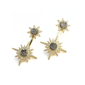 Gunmetal Sunburst Earrings
