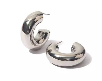 Chunky Hollow Hoops - Etsy