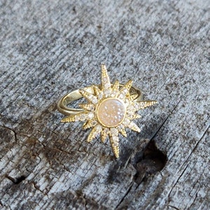 Champagne Sunburst Druzy Ring