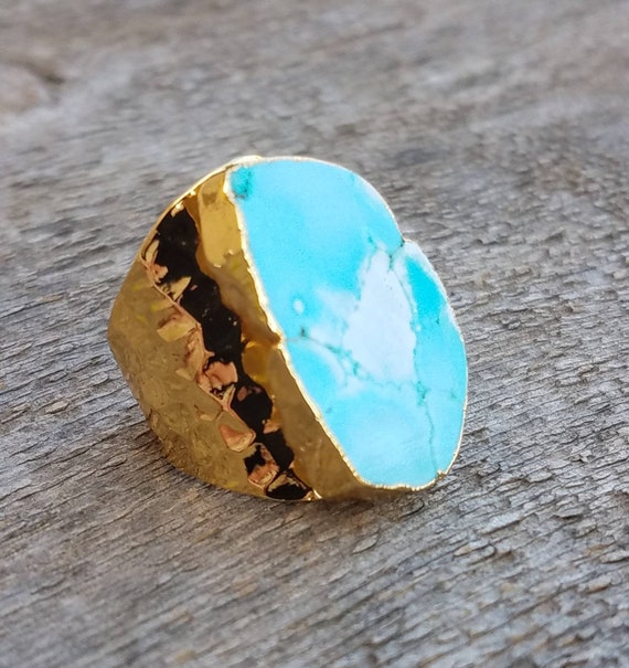 Turquoise Slab Ring Etsy Ireland