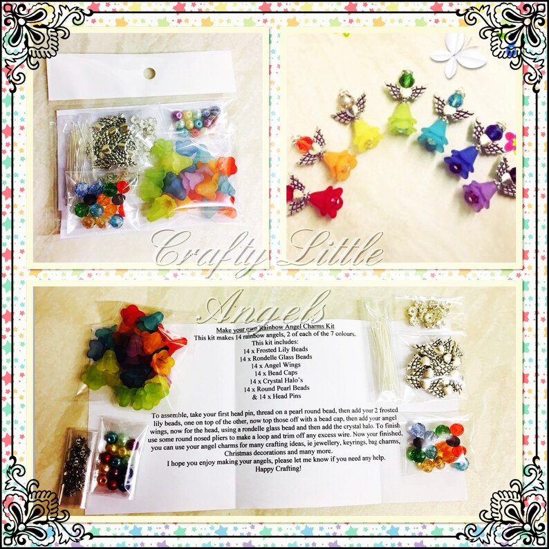 DIY craft kit, large Angel pendant making kit, make your own angel charms, large angel charms, image 1