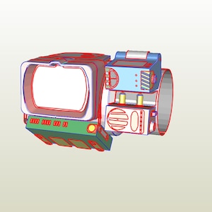 コスプレ製作用の Pipboy 2000 デジタル Pepakura EVA フォーム テンプレート。