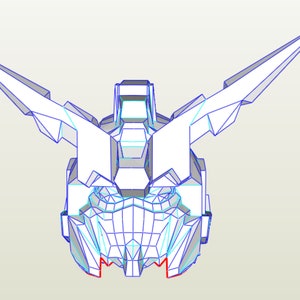 Casco de unicornio Gundam RX-0 Planos de papel y espuma Pepakura