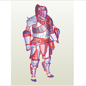 May include: A detailed illustration of a character wearing a full suit of armor, with a helmet, chest plate, gauntlets, and leg armor. The armor is made of metal and has a variety of intricate details. The character is standing in a neutral pose, with their arms at their sides.