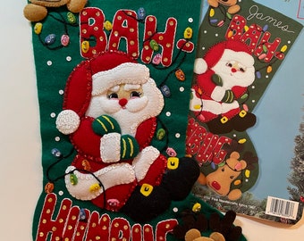 Bucilla Christmas Stocking Made To Order Personalized "Bah Humbug" #83203 Ebenezer Christmas Carol