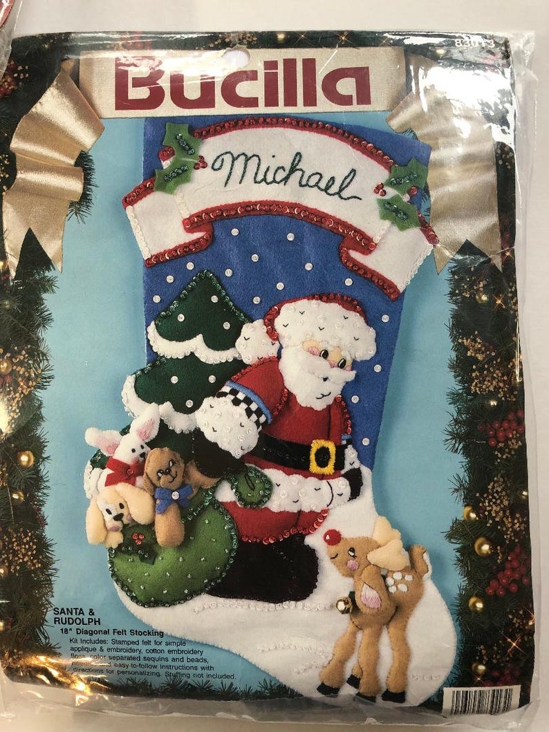 Bucilla Stocking Kit "santa & Rudolf" #83013 - Etsy