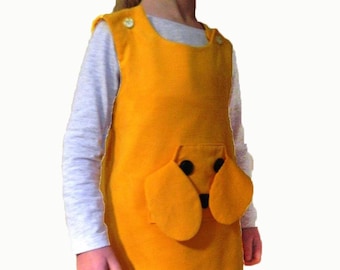 Golden Yellow Dog Dress Floppy Tactile Ears & Pocket on Front Child Toddler Girls Labrador / Golden Retriever