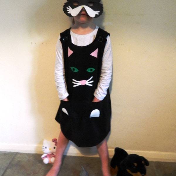 HALLOWEEN Girls Black Cat Dress Everyday Wearable Fancy Dress Kitten VARIOUS SIZES