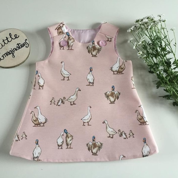 Gorgeous Girls Pink Classic Style Duck Goose Dress Baby Child