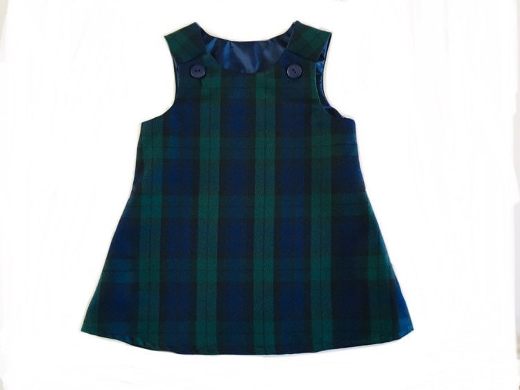 Girls Green Black Watch Tartan Scottish Scotland Plaid Dress Pinafore ...
