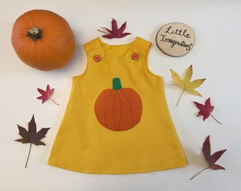 Gorgeous Girls Pumpkin Dress Autumn Baby Toddler Halloween Thanksgiving Autumnal Umber Orange Harvest