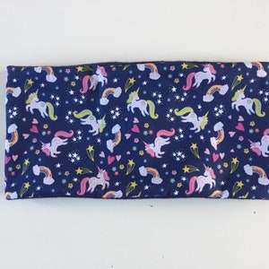 Childs Magical Unicorn Rainbow Reversible Fleece Navy Snood Cowl Neck Warmer Girls Ladies image 3