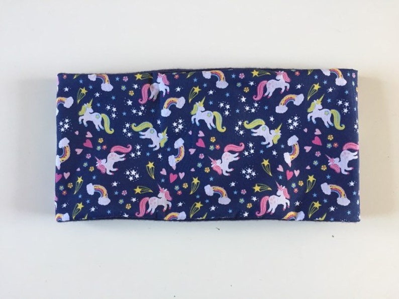 Childs Magical Unicorn Rainbow Reversible Fleece Navy Snood Cowl Neck Warmer Girls Ladies image 3