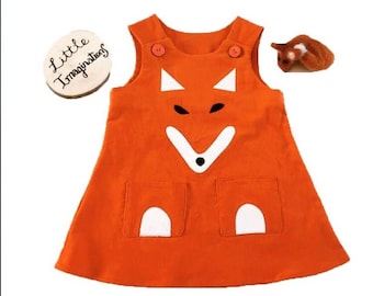 Lovely Girls Fox Dress Umber Orange Woodland Creatures VARIOUS SIZES