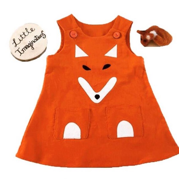 Lovely Girls Fox Dress Umber Orange Woodland Creatures VARIOUS SIZES