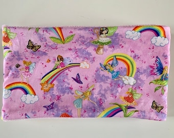 Childs Magical Fairy Rainbow Reversible Fleece Pink Snood Cowl Neck Warmer Girls Ladies