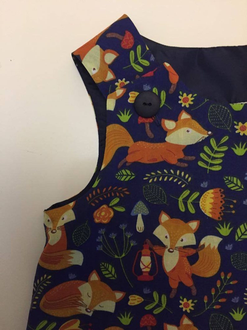 Gorgeous Navy Blue Fox Wildlife Girls Dress Wildlife Woodland Animals Nature Kids Baby Toddler image 2