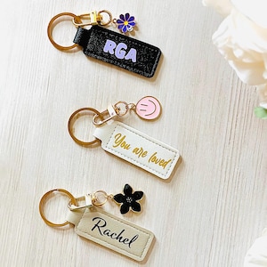 12 Assorted Colored Personalized/Customized Leather Keychains with Add On Charms