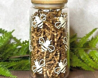 Bees Knees (COLOR CHANGING) - 16oz Clear Glass Tumbler w/ Bamboo Lid