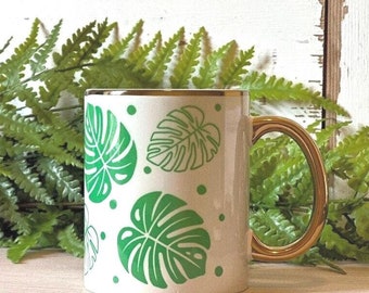 Palm Leaf Mug w/ Gold Accents