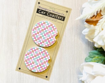 Checkerboard Mickey Ears Car Coasters (Set of 2)