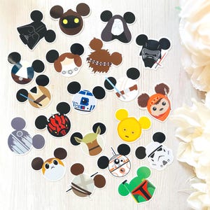 20 Assorted Star Wars Mickey Ears Die-Cut Sticker Bundle