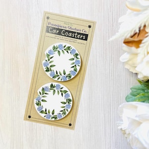 Hydrangea Wreath Car Coasters (Set of 2)