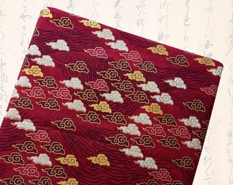 Japanese fabric, cloud pattern, Japanese fabrics, cotton, Japanese patchwork, patchwork, clouds, kumo - Japanese red kumo patterns