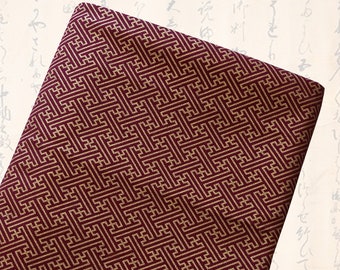 Japanese fabric, sayagata, Japanese fabrics, cotton fabric, geometric patterns, patchwork, sayagata - dark red gold sayagata