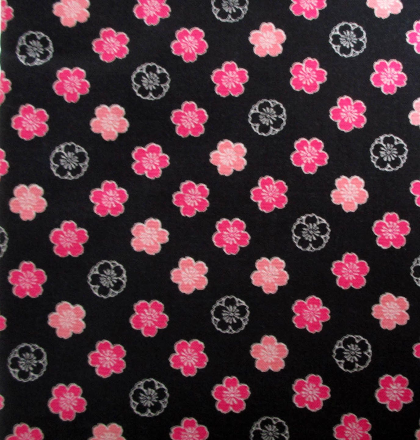 Fabric Japanese kamon sakura black 50 x 55 cm Etsy