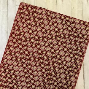 100% cotton Japanese fabric with asanoha star patterns - red and gold