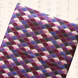 Japanese fabric, Japanese fabrics, cotton fabric, patchwork fabric, seigaiha, shells - Japanese purple shell patterns