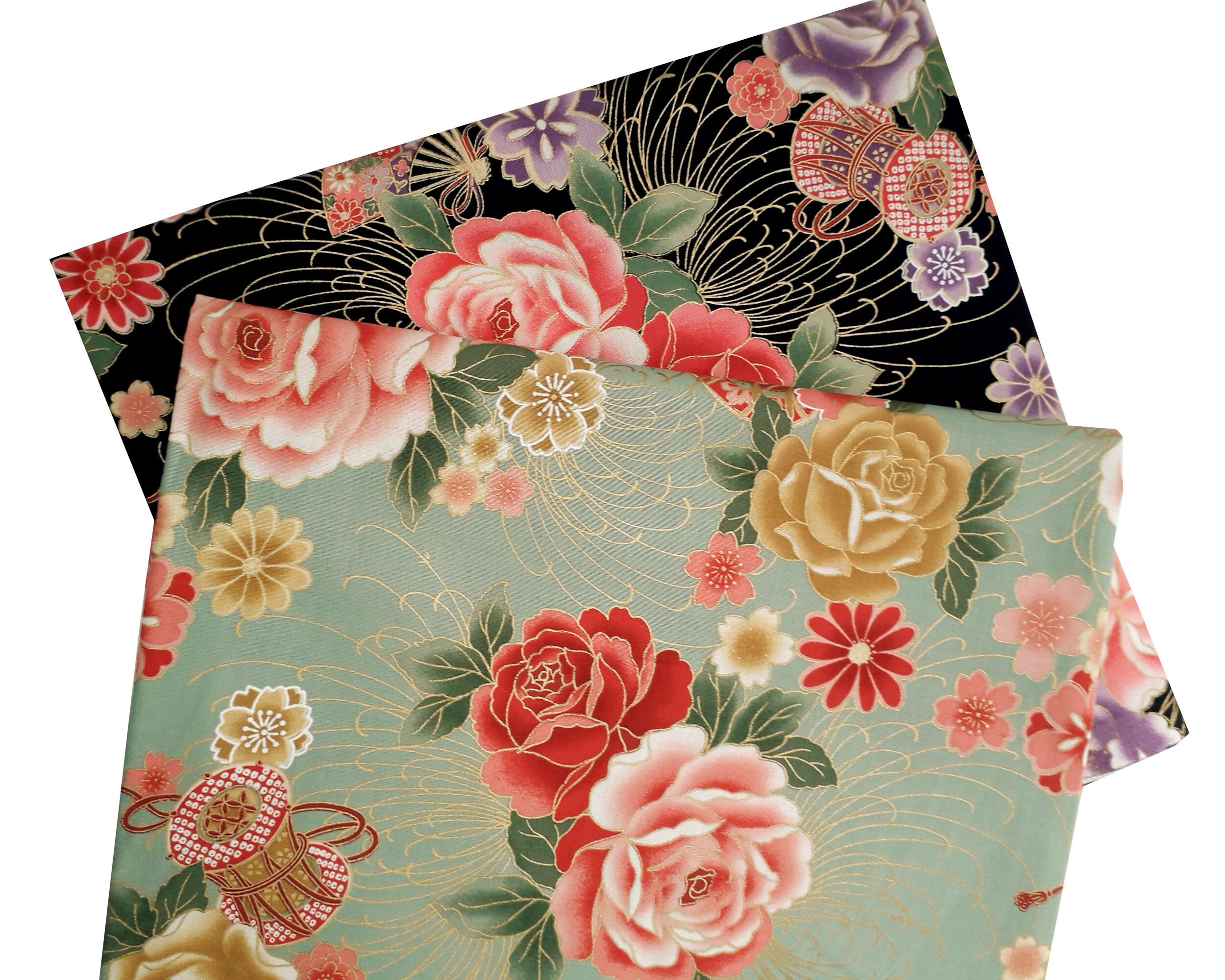 Japanese Fabric Flowers Japanese Fabrics Patchwork Fabric Etsy
