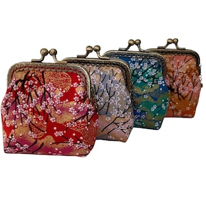 Japanese fabric purse, vintage purse, Japanese fabric, Japanese purse - Sakura gold