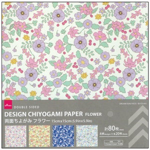 80 x Origami paper, chiyogami 15 x 15 cm - liberty flowers