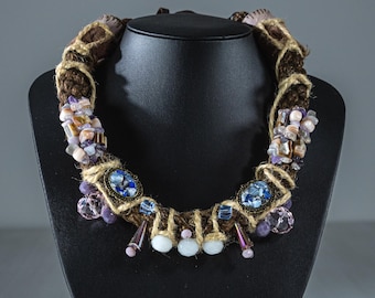 Unique Chunky Necklace, Statement Collar Art Jewelry, Handmade One of a Kind Necklace, Boho Artisan Jewelry, Gift for Her