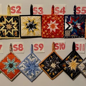 Handmade Amish Star Potholder – Heat-Resistant Cotton Trivet | Folded Star Hot Pad Gift, Kitchen decor