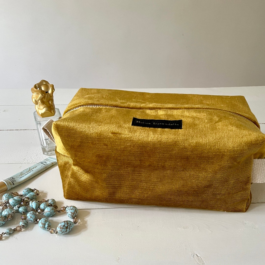 Toiletry Bag in Vintage Golden Velvet Fabric Etsy
