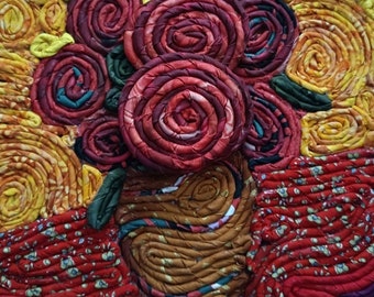 Roses are Forever - Textile Wall Art -Art Original