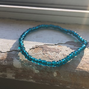 Clear Aqua Seed Bead Bracelet