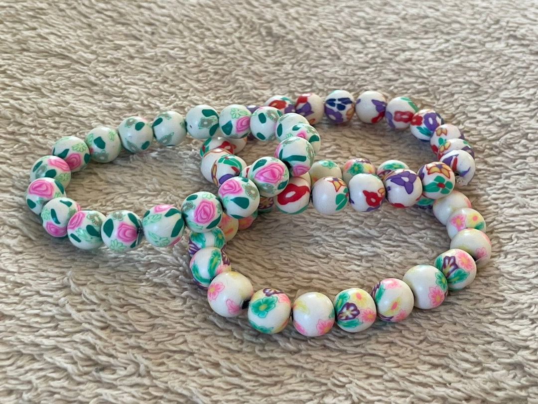 White Clay Bead Bracelets - Etsy