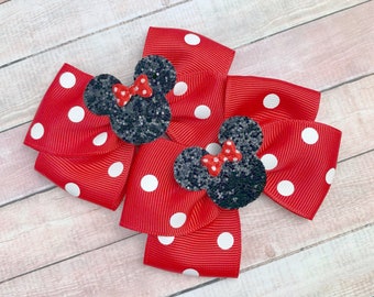 Minnie Mouse Bows / Minnie Mouse Pig Tails Bows / Disney World Bows