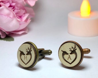 Wedding Cufflinks / Deer cufflinks / Groom cufflink / Personnalisé personnalisé boutons de manchette / Stag boutons de manchette amour