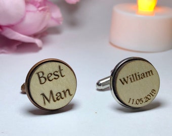 Holz Manschettenknöpfe / Hochzeit Manschettenknöpfe / Bräutigam Manschettenknöpfe / personalisierte benutzerdefinierte Manschettenknöpfe / bester Mann Manschettenknöpfe / Groomsman Geschenk