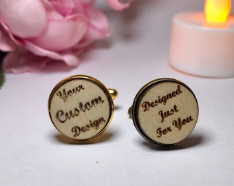 Personalized Custom design cufflinks / Wooden cufflinks / Wedding cuff links / Groom cufflinks / Your custom design