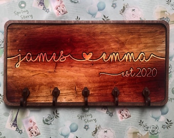 Personalized Key holder for wall / Rustic wall key holder / personalized gift / Entryway organizer / Keys rack / Custom key holder