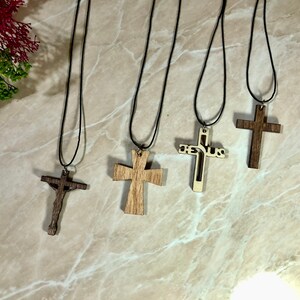 Hot Selling Wooden Cross Necklace With Leather Cord - Buy Cross